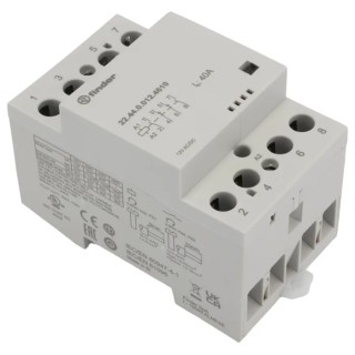 Finder 22 Contactor 12V AC/DC Coil Voltage 4-Pole 40A Contact Current DIN Rail Mount 22.44.0.012.4610