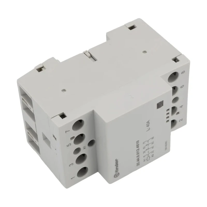Finder 22 Contactor 12V AC/DC Coil Voltage 4-Pole 40A Contact Current DIN Rail Mount 22.44.0.012.4610
