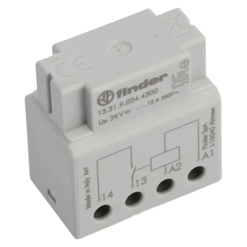 Finder Switch Box Power Relay 24V DC Coil Voltage 12A Switching Current SPST 13.31.9.024.4300
