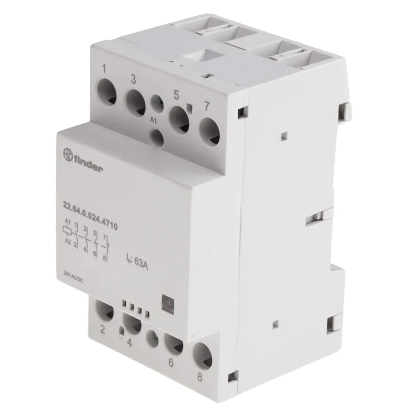 Finder 22 Series Contactor 24V AC/DC Coil, 4-Pole, 63A Current, 6 VA Power Rating, 3 NO/1 NC, 400V AC/480V 22.64.0.024.4710