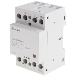 Finder 4-Pole 63A 12V AC/DC Coil Contactor, 6 VA Power Rating, 4 NO Contacts, 400V/480V AC Contact Voltage 22.64.0.012.4310