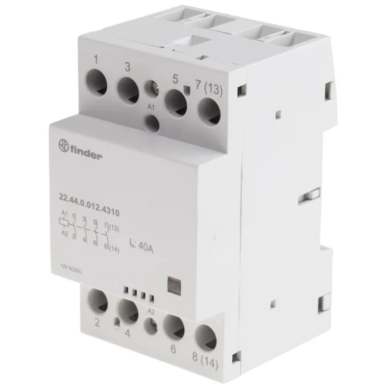 Finder 4-Pole 63A 12V AC/DC Coil Contactor, 6 VA Power Rating, 4 NO Contacts, 400V/480V AC Contact Voltage 22.64.0.012.4310