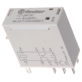 Finder Power Relay 24V DC Coil 8A Switching Current DPDT Silver Alloy Contacts 46.52.9.024.0000T