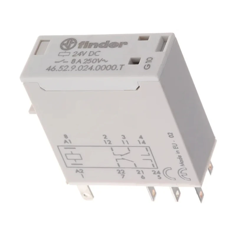 Finder Power Relay 24V DC Coil 8A Switching Current DPDT Silver Alloy Contacts 46.52.9.024.0000T