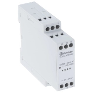 Finder Monitoring Relay 3 Phase DPDT DIN Rail 480V AC 70.62.8.400.0000