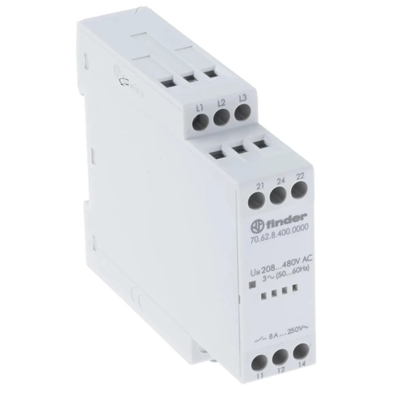 Finder Monitoring Relay 3 Phase DPDT DIN Rail 480V AC 70.62.8.400.0000