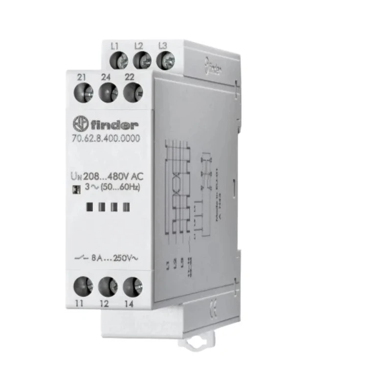 Finder Monitoring Relay 3 Phase DPDT DIN Rail 480V AC 70.62.8.400.0000