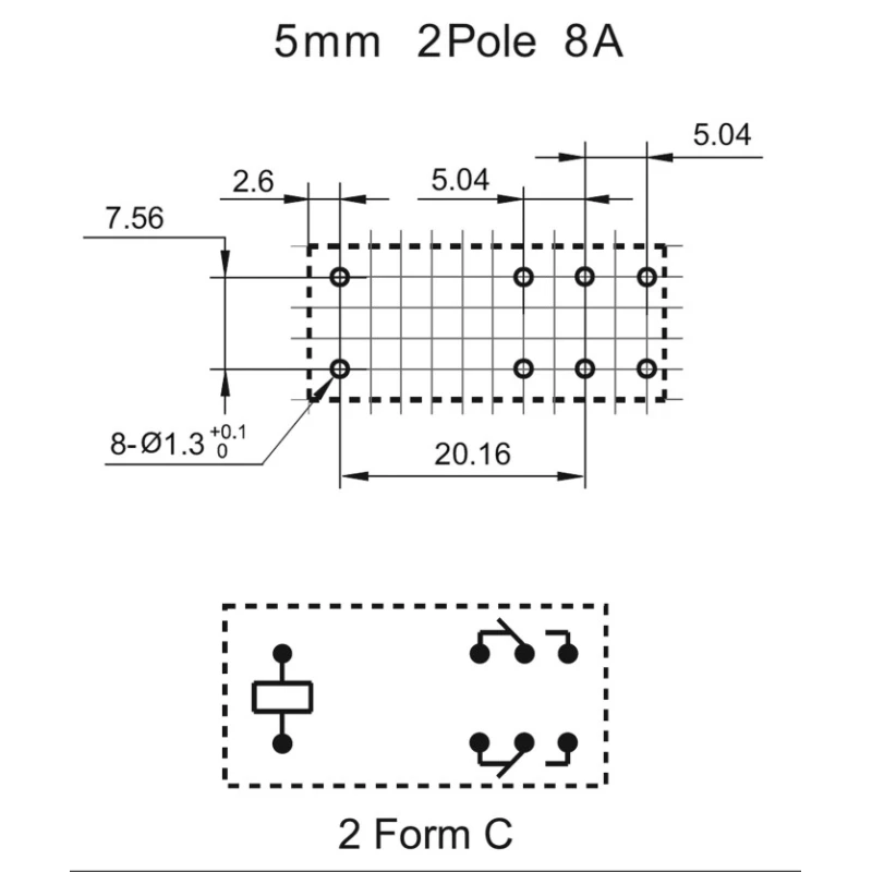 RS PRO PCB Power Relay 24V dc Coil 8A Switching Current DPDT 400mW Coil Power 8004454P
