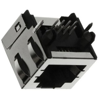 Molex 44620 Series RJ45 Connector Female Shielded Cat3 Right Angle Through Hole 1 Port 8 Way RJ45