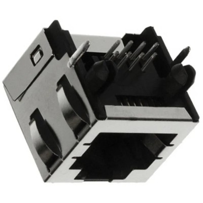 Molex 44620 Series RJ45 Connector Female Shielded Cat3 Right Angle Through Hole 1 Port 8 Way RJ45
