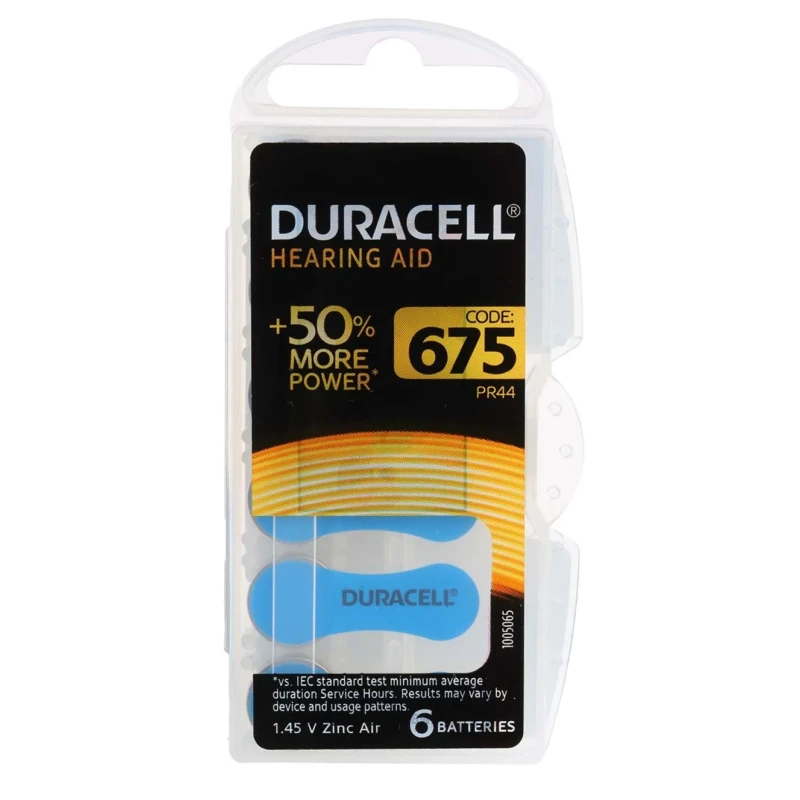 Duracell Zinc Air Button Battery PR44, 1.4 V, 610mAh Capacity, 11.6 mm Diameter, 5.4 mm Height, 6 Pack PR44