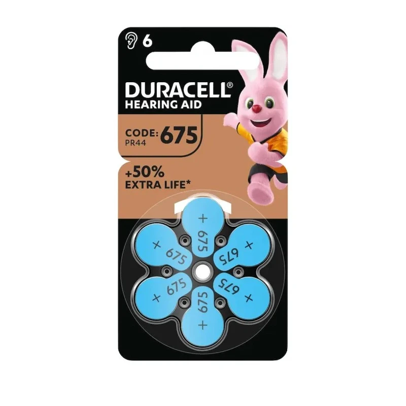 Duracell Zinc Air Button Battery PR44, 1.4 V, 610mAh Capacity, 11.6 mm Diameter, 5.4 mm Height, 6 Pack PR44