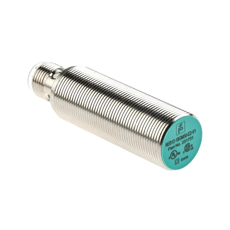 Pepperl + Fuchs Threaded Barrel Inductive Proximity Sensor M18 x 1 PNP 3V 12 mm 30 V DC 200mA NEB12-18GM50-E2-V1