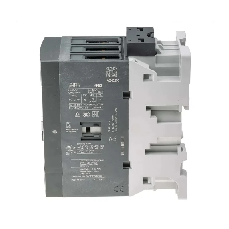 ABB AF52 Contactor with 230V AC Coil, 3-Pole, 100 A, 22 kW Power Rating, 3 NO Contacts, 690V AC Contact Voltage AF52