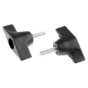 RS PRO Black Thermoplastic Wing Clamping Knob Threaded Stud 50 mm Diameter Model 686-064