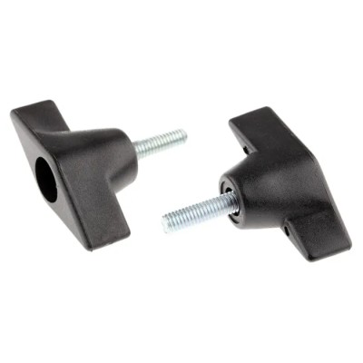 RS PRO Black Thermoplastic Wing Clamping Knob Threaded Stud 50 mm Diameter Model 686-064
