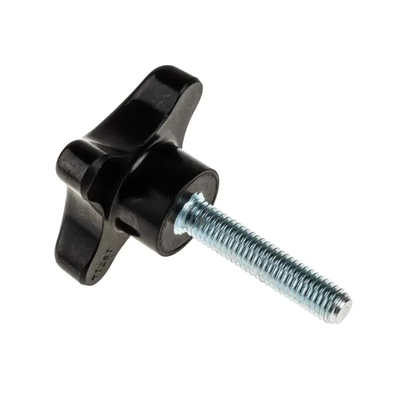 RS PRO Black Phenolic 4-Arm Clamping Knob, M8 Thread Length 40mm, Threaded Stud Mount 686-654