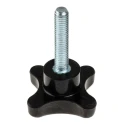 RS PRO Black Phenolic 4-Arm Clamping Knob, M8 Thread Length 40mm, Threaded Stud Mount 686-654