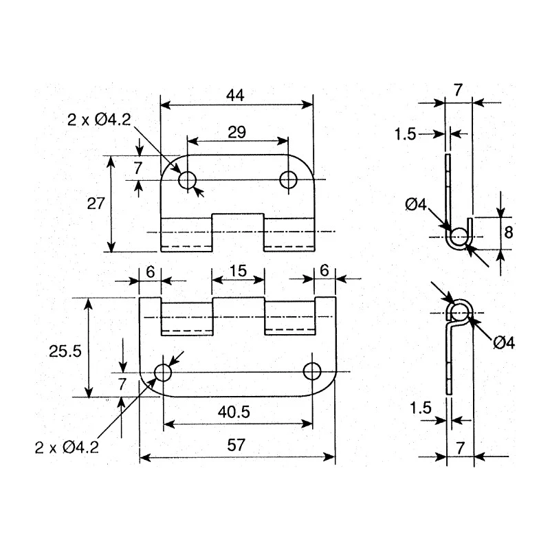 Savigny Zinc Plated Stainless Steel Butt Hinge with Removable Pin, 57 mm x 52.5 mm x 1.5 mm 40421 IB