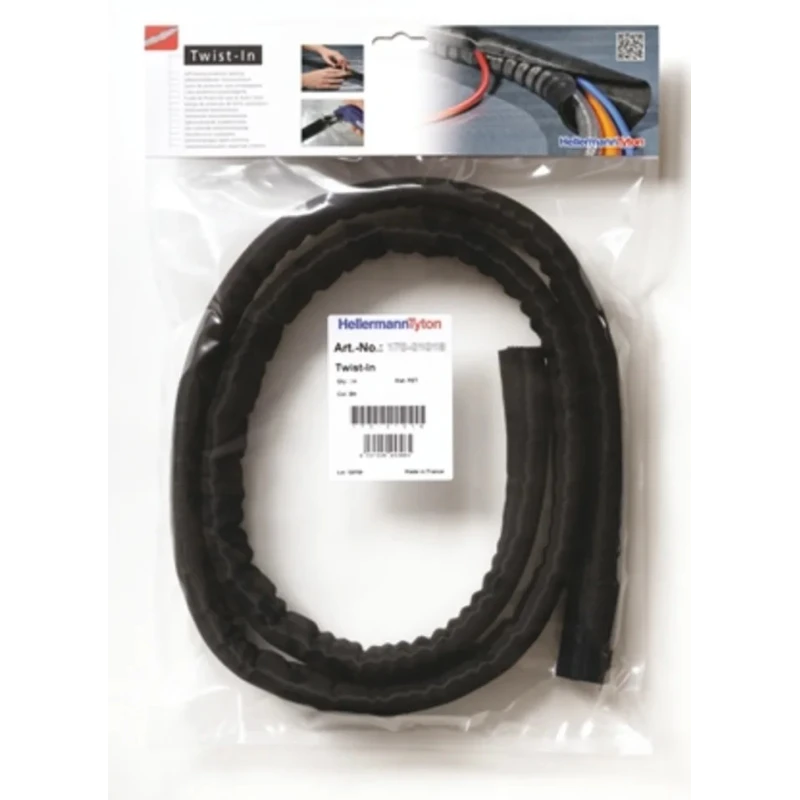 HellermannTyton Braided Polyethylene Terephthalate Black Cable Sleeve 13 mm Diameter 5m Length 170-01013 TWIST-IN 13-PET-BK