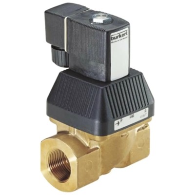 Burkert 2 Port Normally Closed Brass Solenoid Valve 10mm Orifice 110V AC IP65 221600