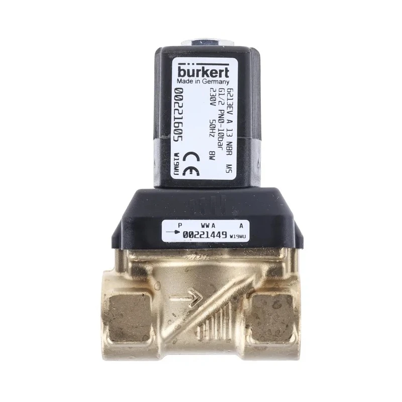 Burkert Brass 2-Port Normally Closed Solenoid Valve, DN 10 to 65 mm, 230V AC, 10 bar, 10W Power 221605