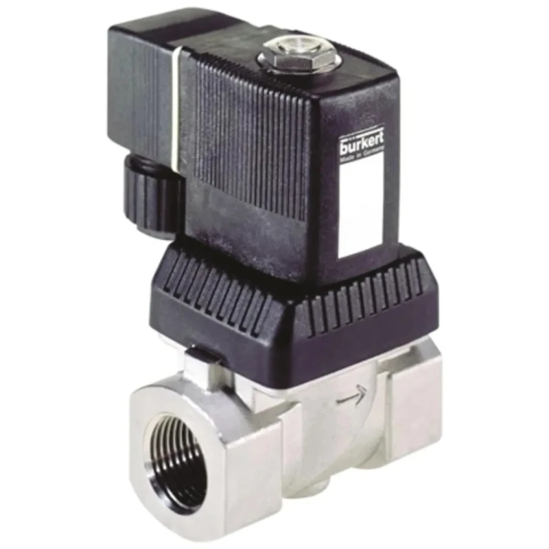 Burkert Stainless Steel 2-Port Normally Closed Solenoid Valve DN 10 to 65 mm, 24V DC, 10 Bar Operating Pressure 227557