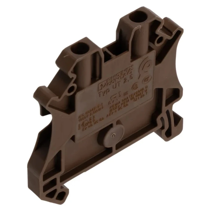 Phoenix Contact UT 2.5 BN Series Feed Through Terminal Block 2-Level Screw Brown 2.5mm² 24A 1000V 3044077