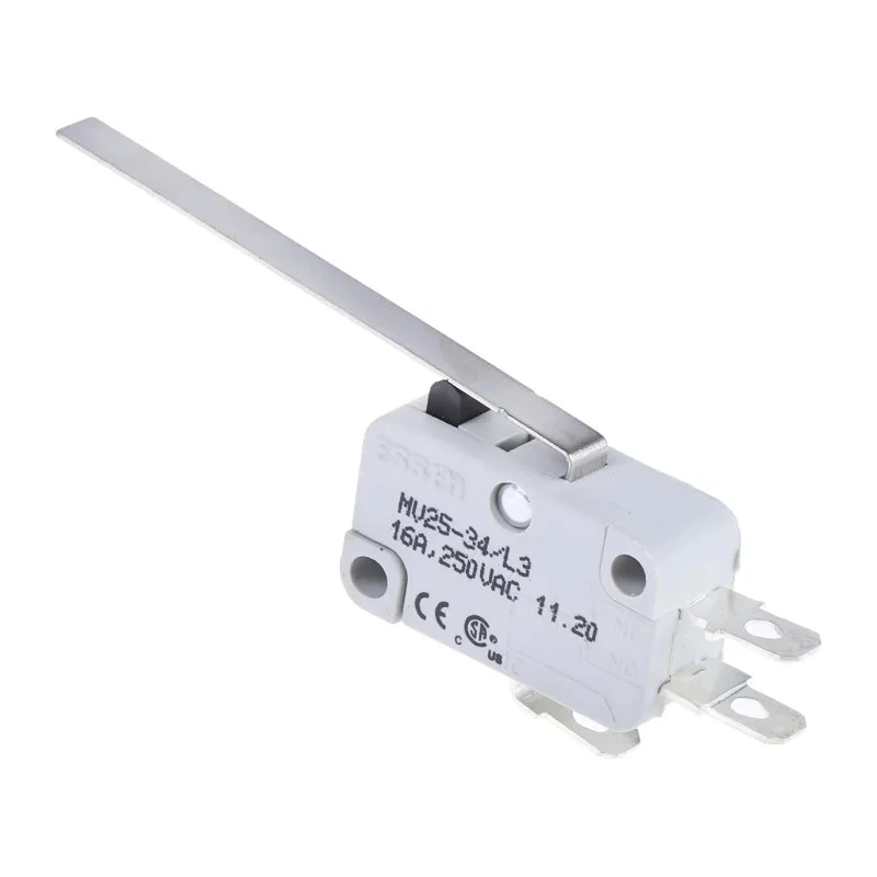 RS PRO Long Straight Lever Micro Switch, Quick Connect Terminal, 16A, 250 V AC, SPCO, IP40 804-6219