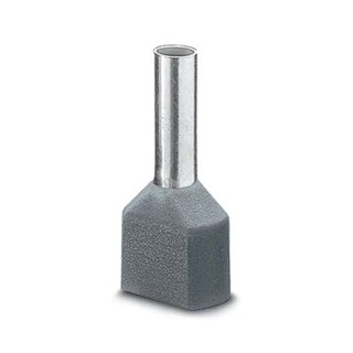 Phoenix Contact AI-TWIN2X 4 -12 GY Insulated Crimp Bootlace Ferrule, 12 mm Pin Length, 3.8 mm Pin Diameter TWIN2X