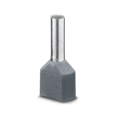 Phoenix Contact AI-TWIN2X 4 -12 GY Insulated Crimp Bootlace Ferrule, 12 mm Pin Length, 3.8 mm Pin Diameter TWIN2X