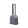 Phoenix Contact AI-TWIN2X 4 -12 GY Insulated Crimp Bootlace Ferrule, 12 mm Pin Length, 3.8 mm Pin Diameter TWIN2X