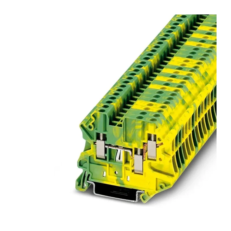 Phoenix Contact Earth Terminal Block UT 2.5-TWIN-PE Series Green Yellow 2.5mm² 1-Level Screw Termination 3044539