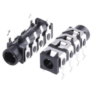 RS PRO 3.5 mm 4-Pole PCB Mount Female Composite Video Jack Connector Nickel Plated Nylon Housing 805-1661