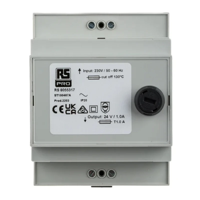 RS PRO 75 VA DIN Rail Transformer, 230 V AC Primary, 24 V AC Secondary, IEC/BS/EN 61558-1, AS/NZS 61558.2.6 805-5317
