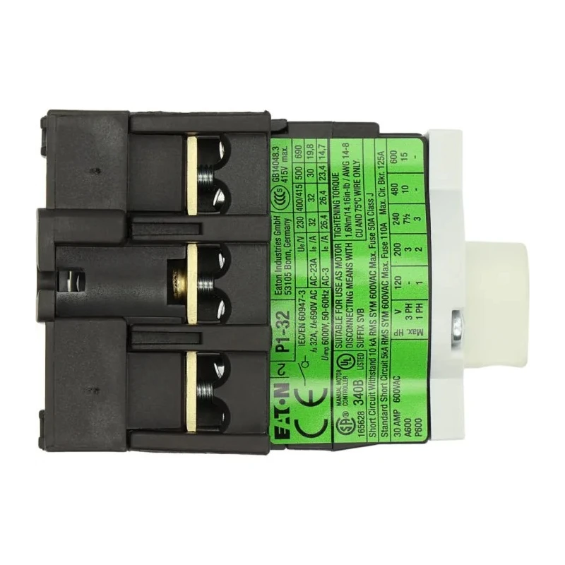 Eaton 3-Pole Panel Mount Isolator Switch IP65, 260A, 18.5kW, Screw Terminal, Red Handle, P1-32 Series 