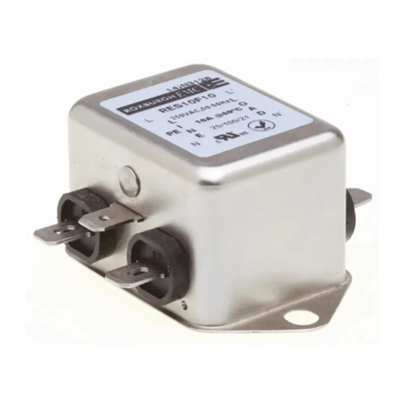 Roxburgh EMC Chassis Mount RFI Filter 10 A 250V AC 400Hz Fast-On 1 Phase RES10