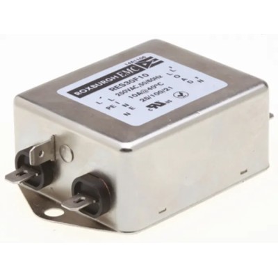 Roxburgh EMC Chassis Mount RFI Filter 10A 250V AC 60Hz Fast-On Termination Single Phase RES30