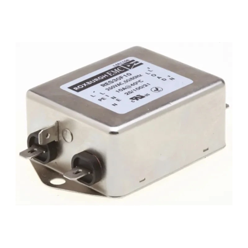 Roxburgh EMC Chassis Mount RFI Filter 10A 250V AC 60Hz Fast-On Termination Single Phase RES30