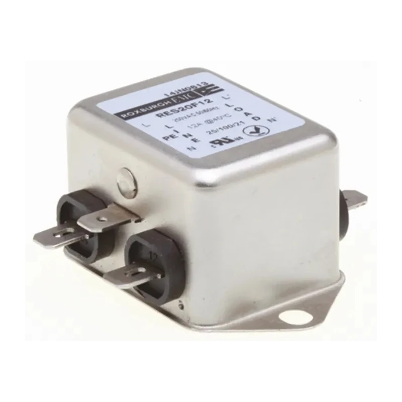 Roxburgh EMC Single Phase Chassis Mount RFI Filter 12A 250V AC 400Hz Fast-On Termination RES20