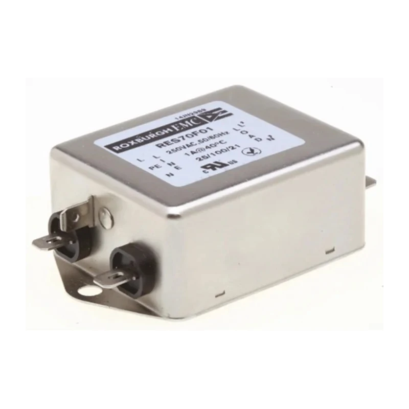 Roxburgh EMC RES70 1 A 250V AC 400Hz Chassis Mount RFI Filter Fast-On Termination RES70