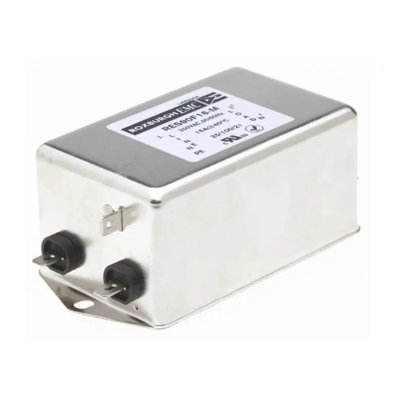 Roxburgh EMC Chassis Mount RFI Filter 16 A 250V AC 60Hz Fast-On Single Phase RES90