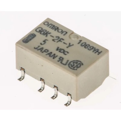 Omron Surface High Frequency Relay DPDT, 5V DC Coil, Silver Alloy Contacts, 1A, 237Ω Coil Resistance G6K-2F-Y DC5 BYOMR