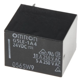 Omron PCB Power Relay, 24V DC Coil Voltage, 10A Switching Current, SPST Contact Configuration G5LE-1A4-DC24