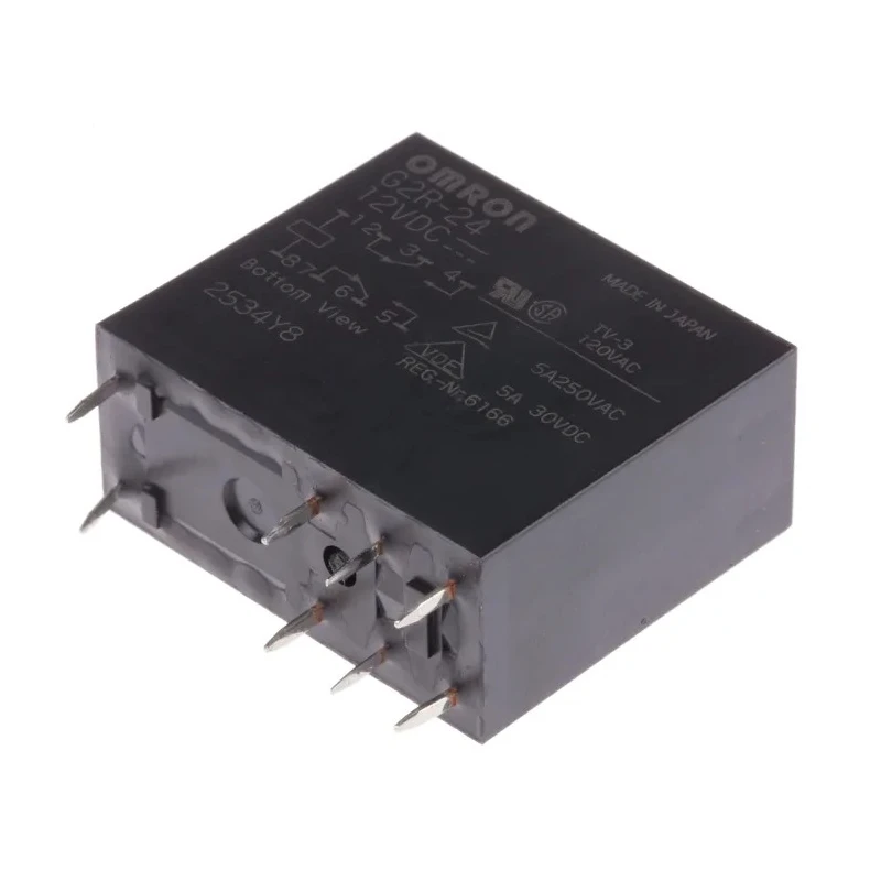 Omron PCB Power Relay 12V DC Coil 5A Switching Current DPDT G2R-24 DC12
