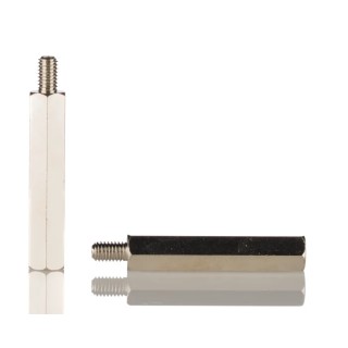 RS PRO Steel Nickel Plated Hexagonal Male/Female Threaded Standoff M6 Stud Length 10 mm Body Length 50 mm 806-6689