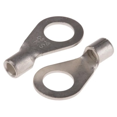 RS PRO Uninsulated Ring Terminal 8.4 mm Stud Size 12 AWG to 10 AWG Wire Size Grey 809-2268
