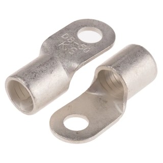 RS PRO Uninsulated Ring Terminal, Copper Contact, Tin Plating, 8.4 mm Stud Size, 1 AWG Wire Size, Grey 809-2331