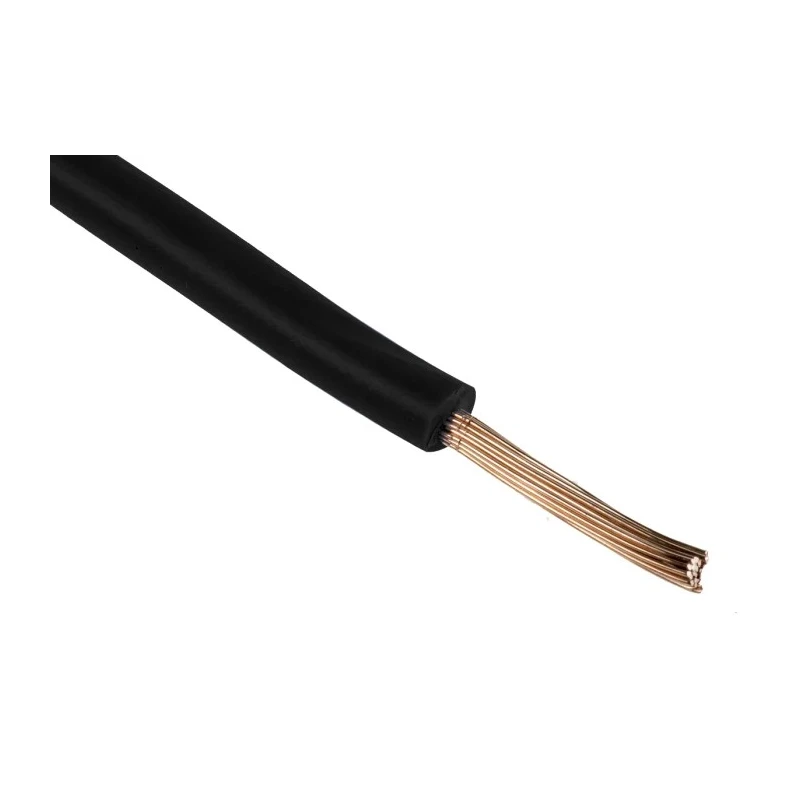 RS PRO Black 6 mm² Hook Up Wire, 10 AWG, 84/0.3 mm Core Strands, 100 m Length, Polyvinyl Chloride Jacket, 1 kV 811-1470