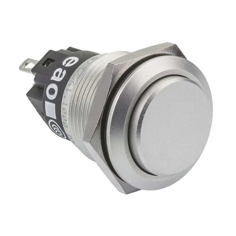 EAO 82 Series Push Button Switch, Momentary, Panel Mount, 19 mm Cutout, SPDT, IP65 IP67, 240 V 250 V AC 3A 34.5 82-5561.1000